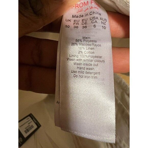 PLT NWT Sand Neutral Plunge Asymmetrical Midi Dress Old Money Quiet Luxury Chic - Picture 11 of 12